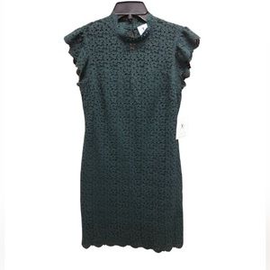 Cece Evergreen Eyelet Flutter Sleeve Dress Size 4